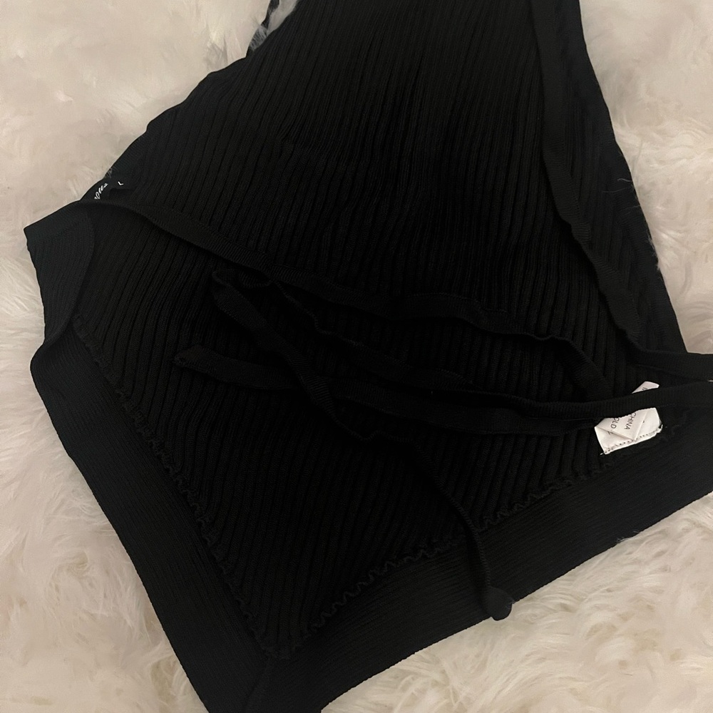 Black Ribbed Knit Top